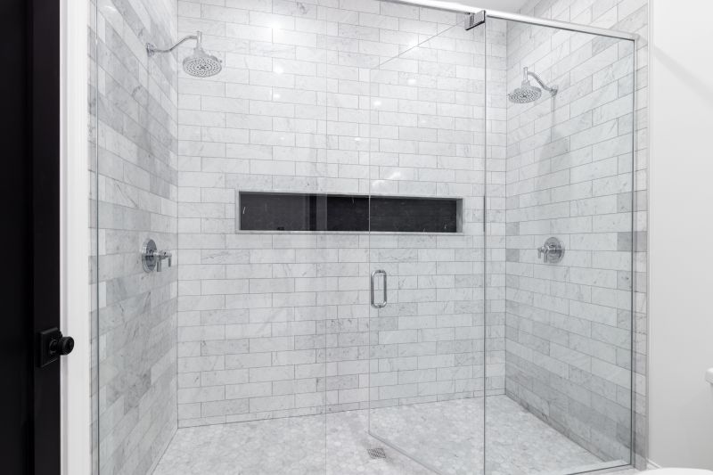 Marble-Tiled Shower with Open Entrance